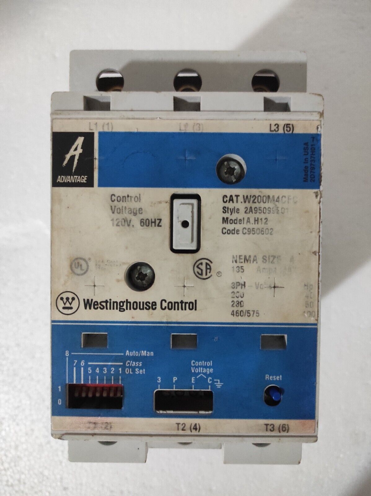 Cutler-Hammer w200m4cfc / W200M4CFC Motor Starter / 120V, 60Hz